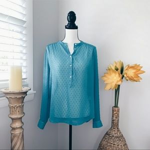J Crew Semi Sheer Blouse Turquoise Teal